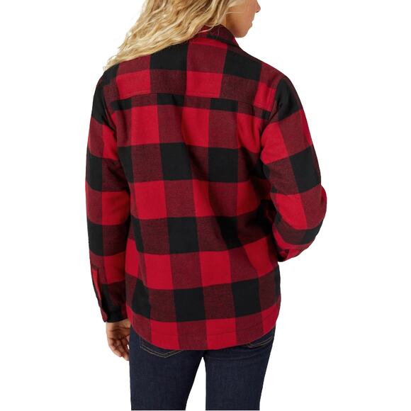 Dickies Flannel Chore Coat Sz S New $80 Red Plaid Fleece-Lined Jacket Shacket - Picture 11 of 12